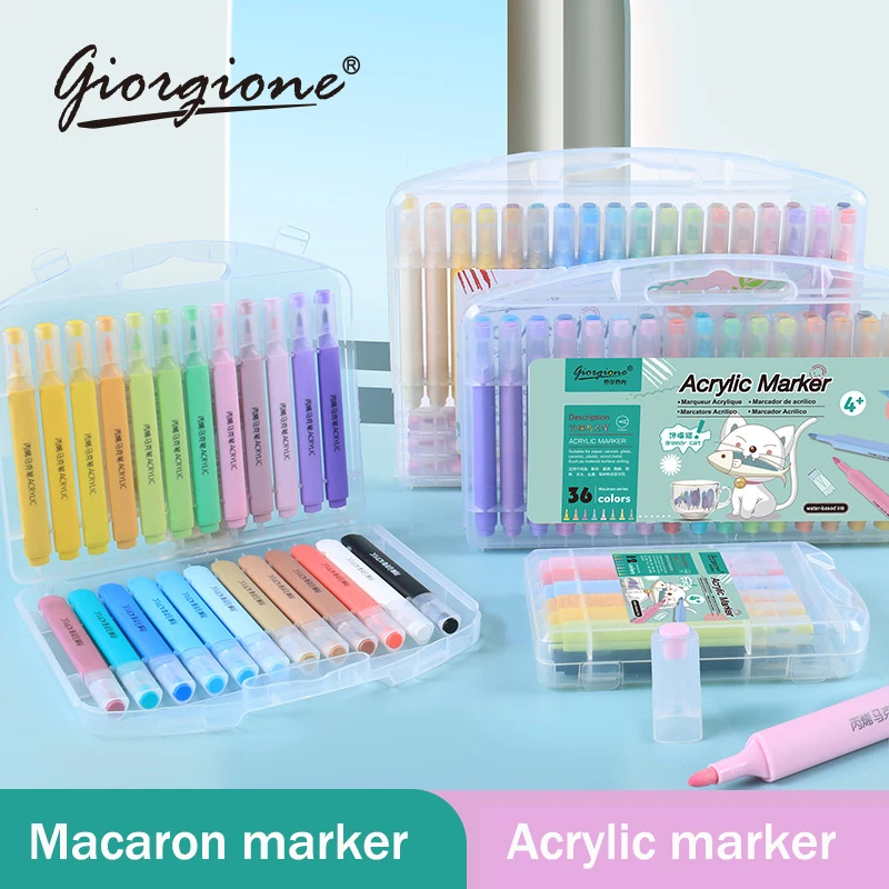 12/24/36/48 Colors Acrylic Marker Set Sketching Graffiti Acrylic Paint Pen For Calligraphy Lettering Canvas Metal Ceramic Wood double headed marker pen 24 color set glass wood block balloon shoes graffiti hand painted soft headed acrylic plastic