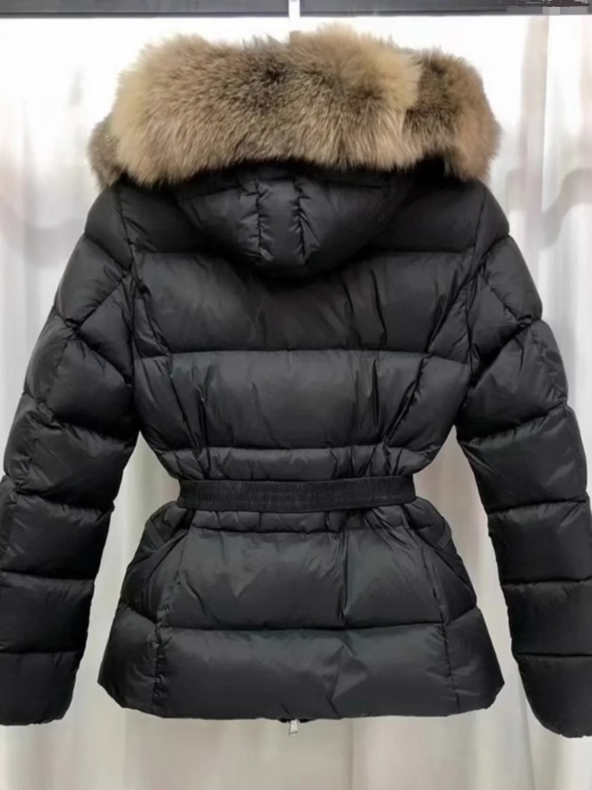 Faionable ort Thiened Slim Fit White Du down Jaet Winter Coat with  Fur Collar And Hood Memory Fabric Commute Sle