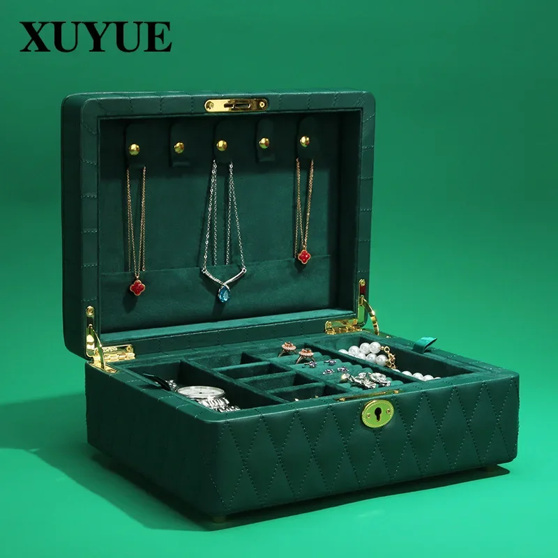 New jewelry box, European-style necklace, ring, multi-purpose jewelry box, large-capacity suede display storage box in stock