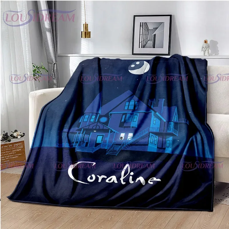 Gothic Style Animation Coraline Print Blanket Children's Blanket Family Napping Sofa Blanket Bed Warm Blanket Soft Bedspread 4