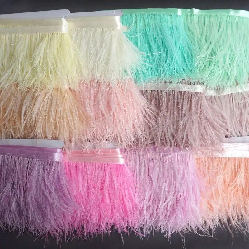 

10 Meter Perfect Real Ostrich Feather Trims Ribbon 8-15cm White Colored Ostrich Plumes for Dress Clothing Decoration DIY Sewing