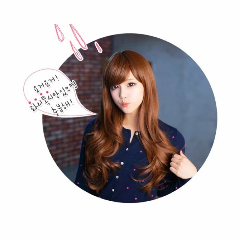 Women Long Curly Wavy Full Wig Gold Black Brown Hair Cosplay Party Wig