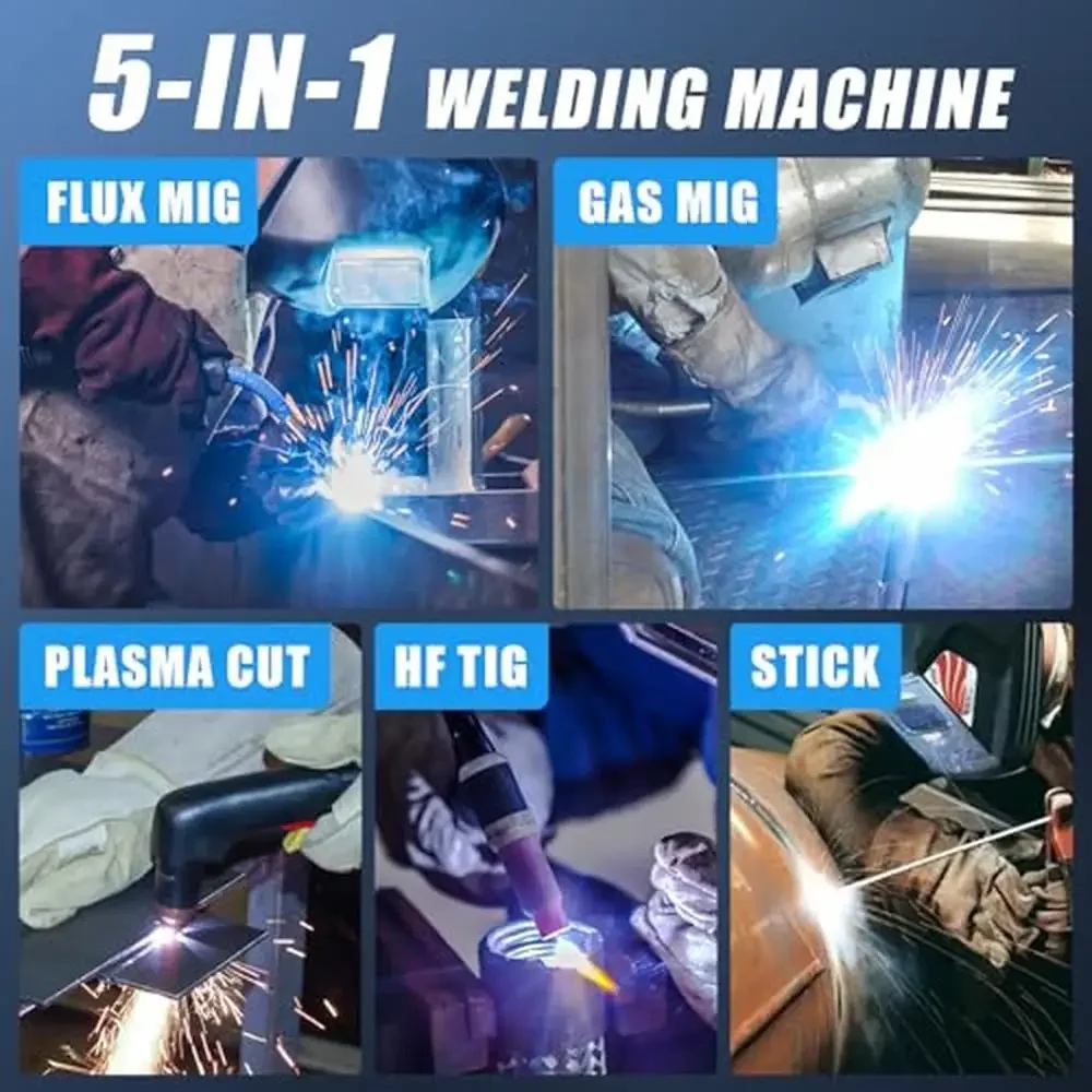 5-in-1 Welder Machine Plasma Cutter Combo with HF TIG Gas MIG Stick Welding 110/220V Dual Voltage Multi-functional Welding Tool 2