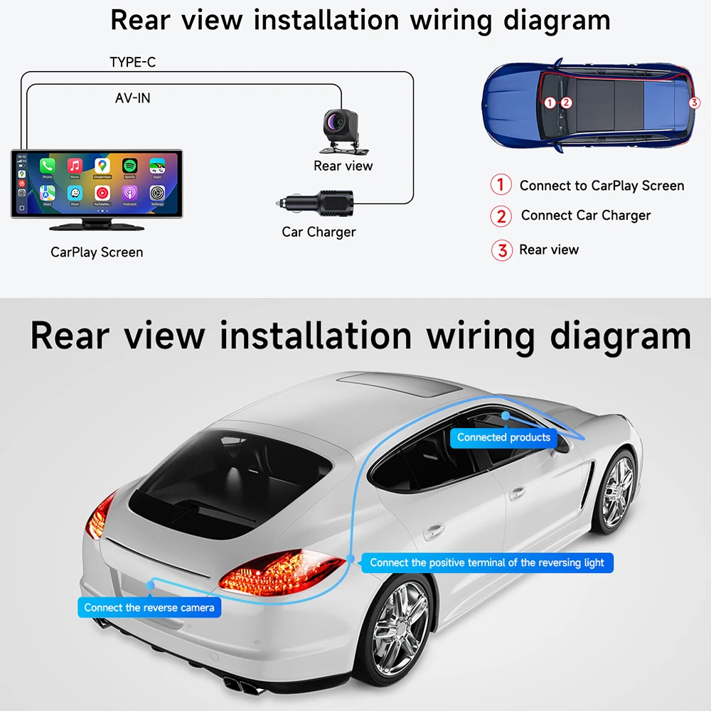 11.26 Inch Portable Wireless CarPlay Screen Multimedia Video player Radio FM Compatible with Android Auto and Apple Carplay