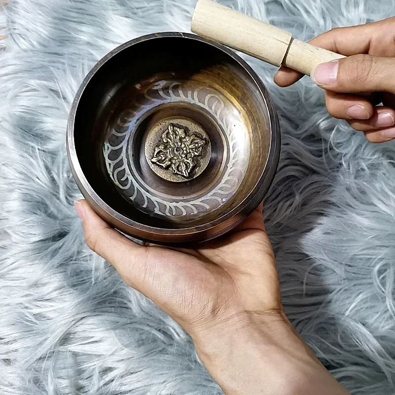 Nepal handmade Buddha sound bowl sound therapy yoga meditation singing bowl Tibet prayer metal craft home decor ornaments