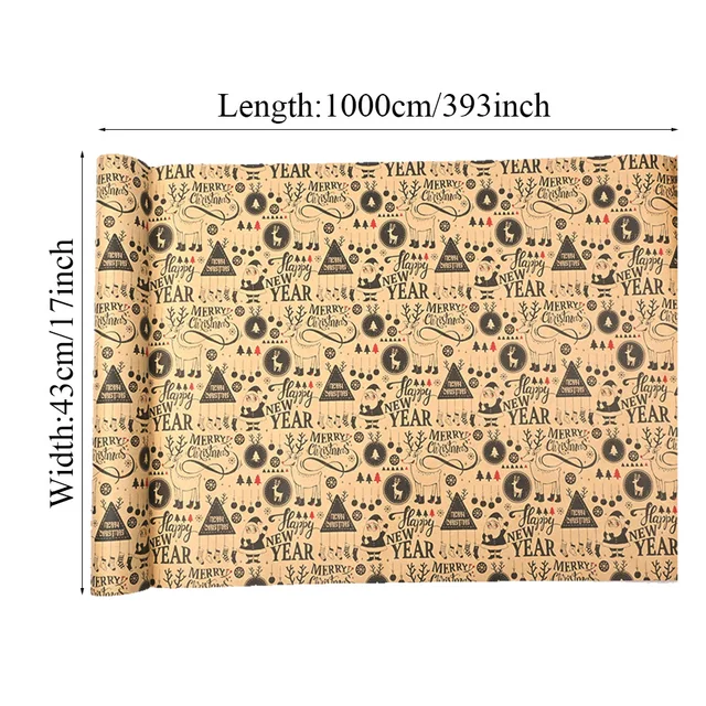 1 Roll 17x393 inch Christmas Kraft Paper Wrapping Paper for Holiday Christmas, Gift Wrapping Paper for Men Women, Chrismas gift 2