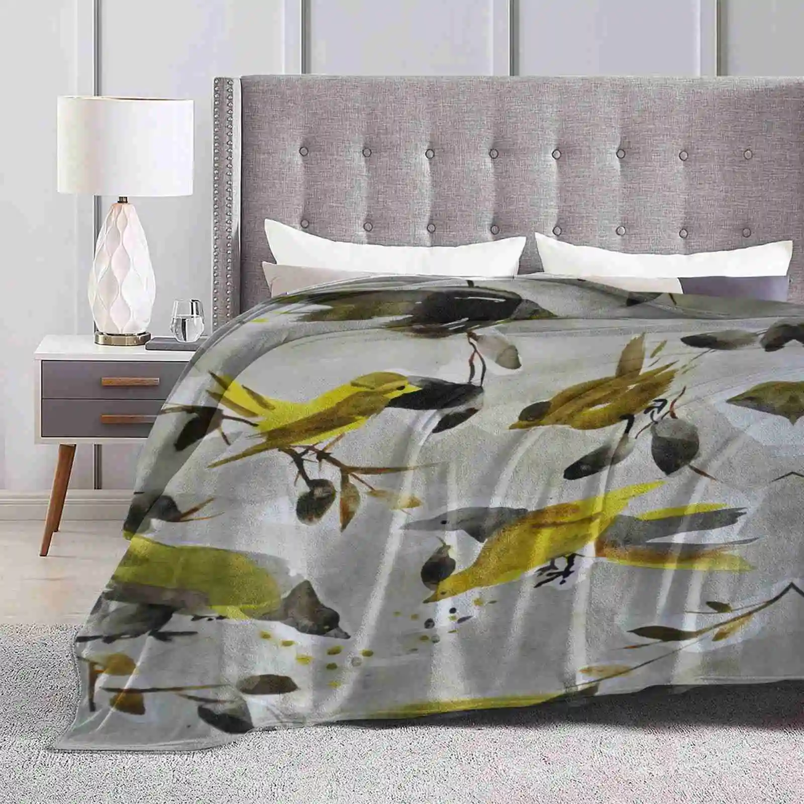 

Yellow Bird Best Selling Room Household Flannel Blanket Birds