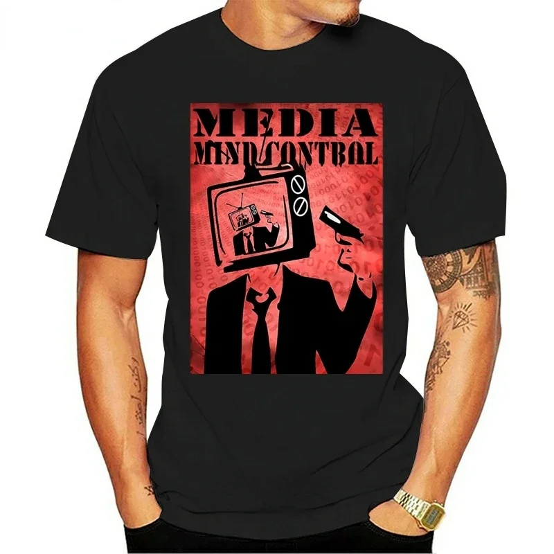 Media Mind Control Brain Wash T Shirt Nwo New World Order Tv Falso Cotone Poster Magliette Grafiche Donna Uomo Semplice Casual Top Tee