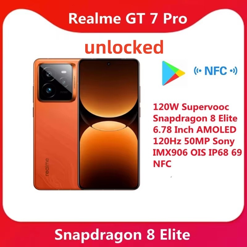 Unlocked  Original Realme GT 7 Pro 6500mAh 120W Supervooc Snapdragon 8 Elite 6.78 Inch AMOLED 120Hz 50MP Sony IMX906 OIS IP68 69