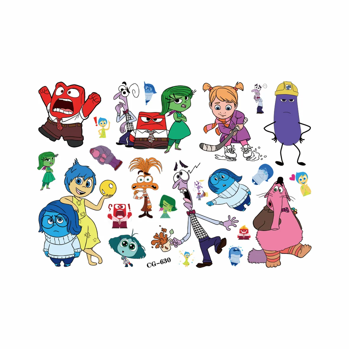 Disney Inside Out 2 Temporary Tattoo Stickers Cute Cartoon Children Waterproof Tattoo For Kids
