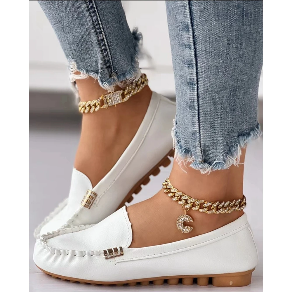 Going Out Ruched Detail Slip-on Loafers Flats for Women Spring Fashion Casual Round Toe Work Shoes Ruched Detail Slip-on Flats
