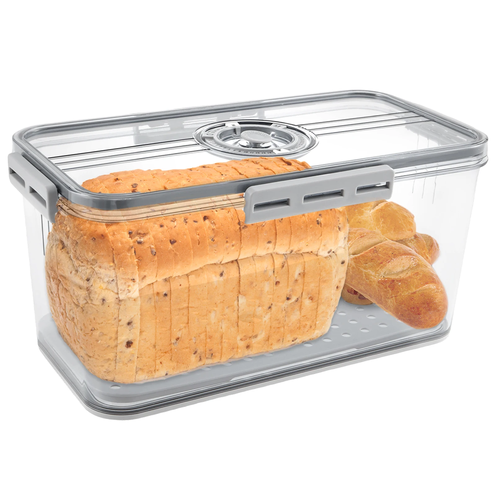 Brooddoos voor aanrecht in de keuken, luchtdichte broodopslagcontainer met deksel, tijdregistratie brooddozen broodhouder broodhouder voor toast, donut en koekjes, 12,8 x 6,9 x 4,4 inch (wit
