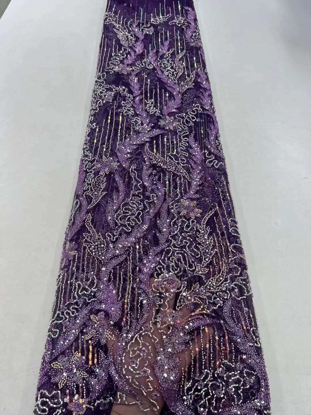 

Latest Nigerian Net Lace With Sequence 2023 Wedding Embroidery Luxury Bridal Pearl Beaded Lace Fabric For Party 5 Yard