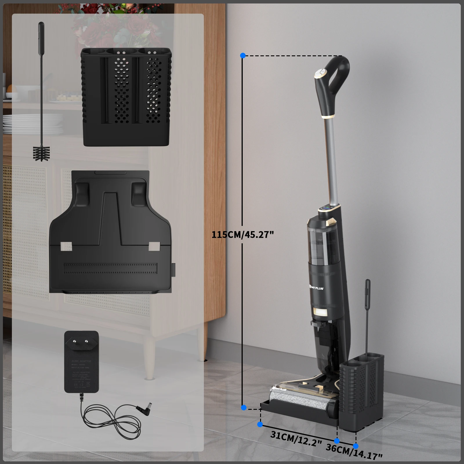 Brushless Cordless Wet & Dry Vacuum Cleaner, Multi-Mode Floor Cleaner with Spray Function, Dual Speed,Dual Large Capacity Tanks 6