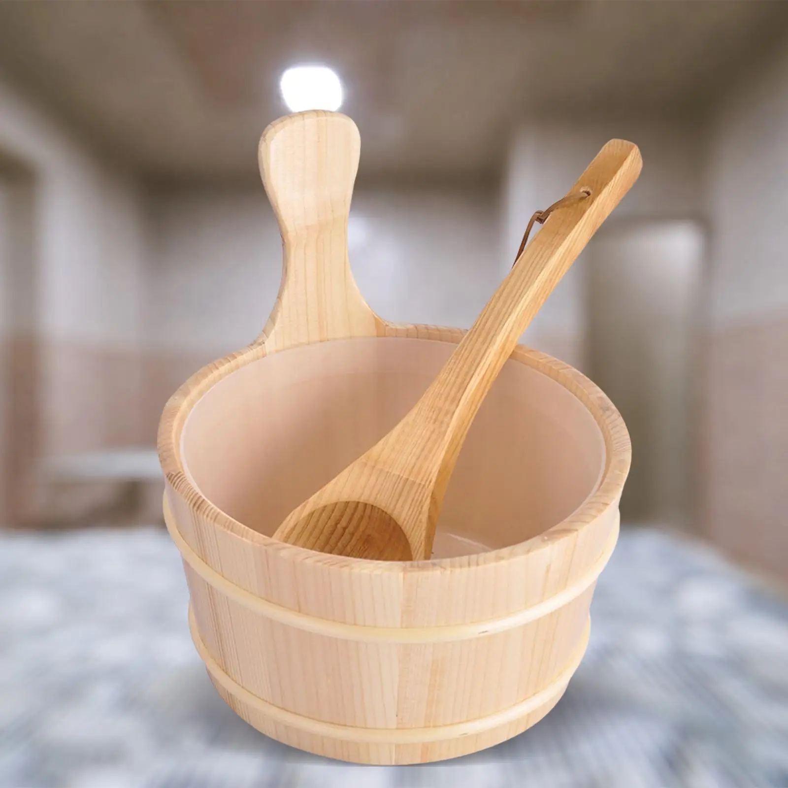 Secchio Per Sauna In Legno Da 4 Litri Con Secchio D'Acqua Per Mestolo Per Kit Per La Cura Personale Della Spa Domestica