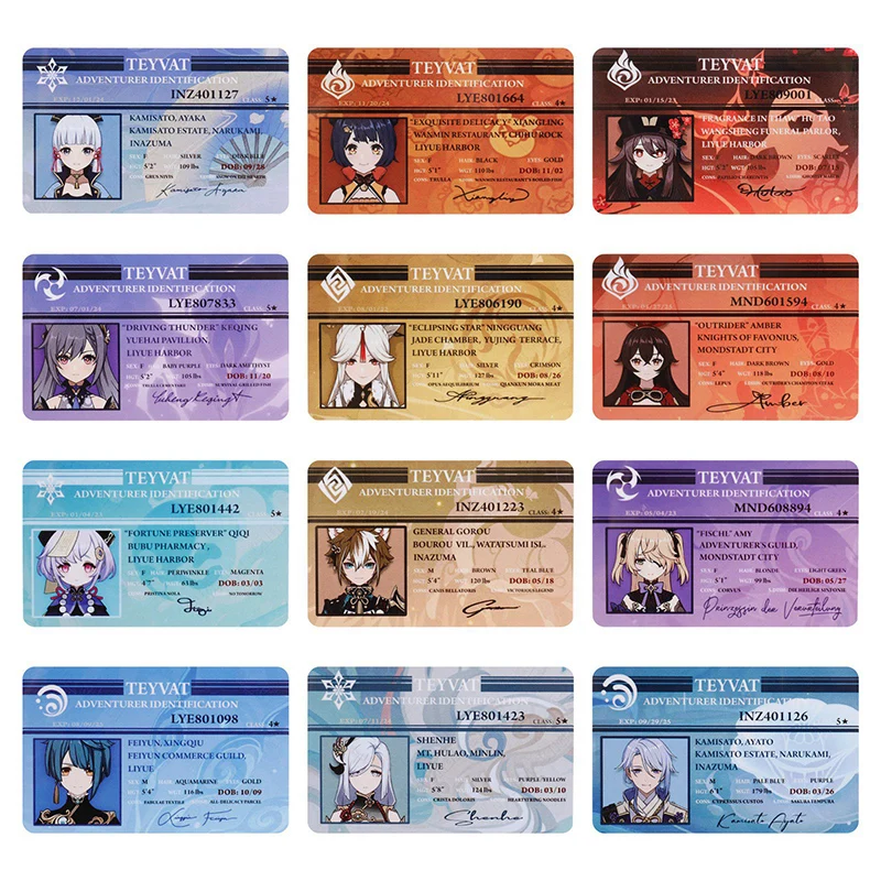 Genshin Impact Figures Raiden Shogun Student ID Card Animation Ryuguji PVC Name Cards 24 styles For Fans Gift Cosplay