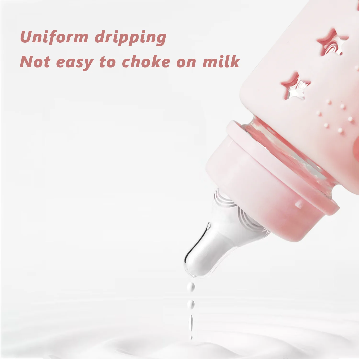 60ML baby glass bottle with star silicone protective cover, cartoon anti-fall, leak-proof, anti-scalding, BPA-free, gift