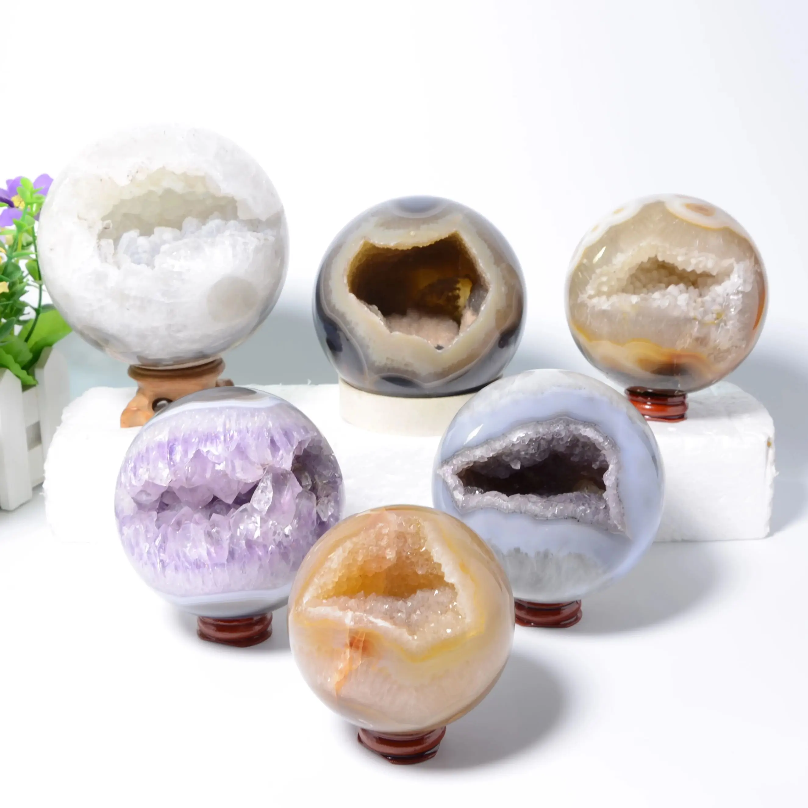 Natural-Agate-Amethyst-Cluster-Symbiosis-Sphere-Polished-High-Quality ...