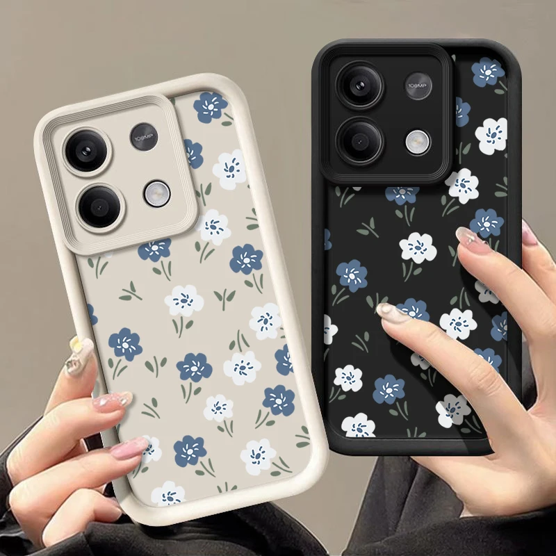 Blue White Floral TPU Soft Phone Case