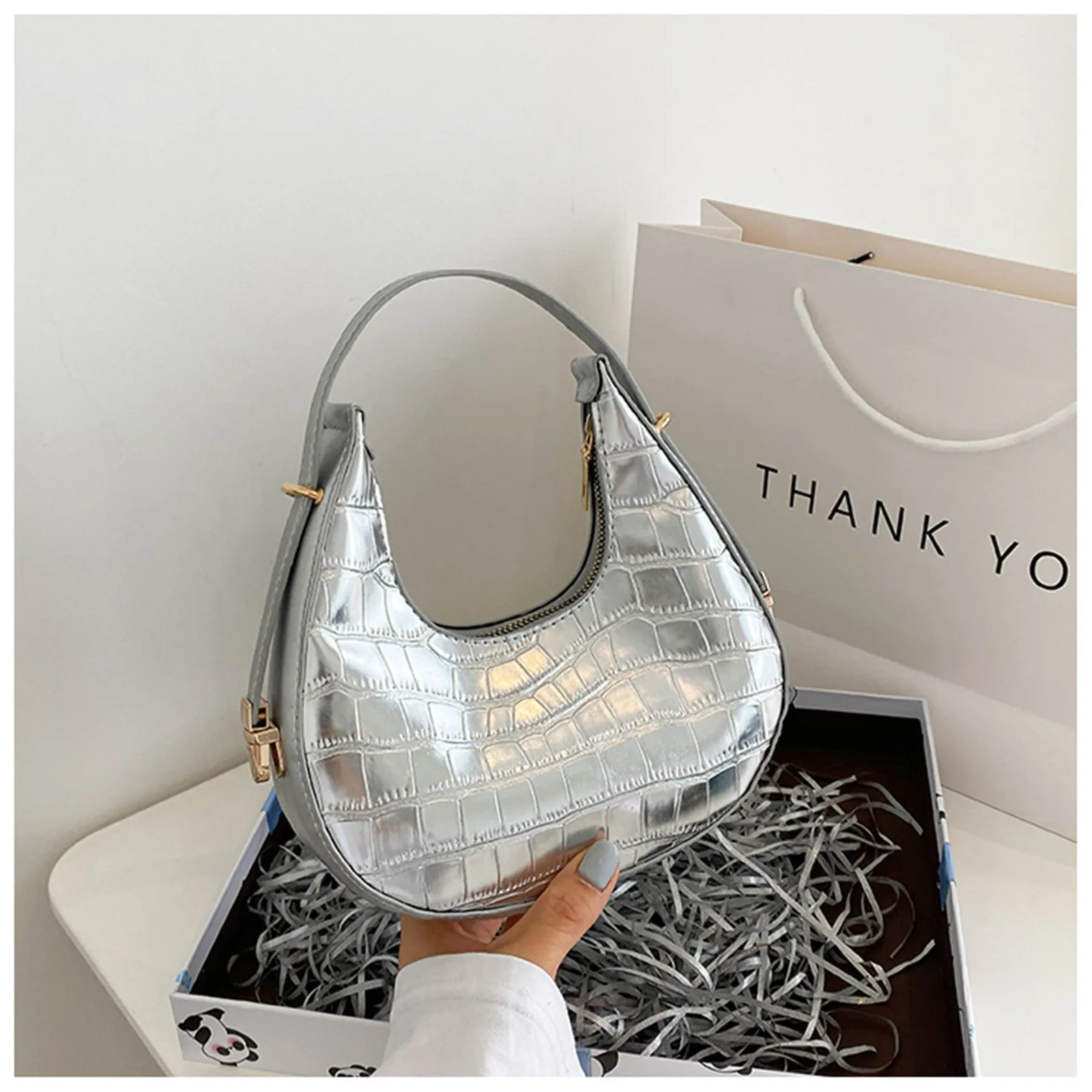 Fashion Stone Pattern Shoulder Bag - Lifestyle Image