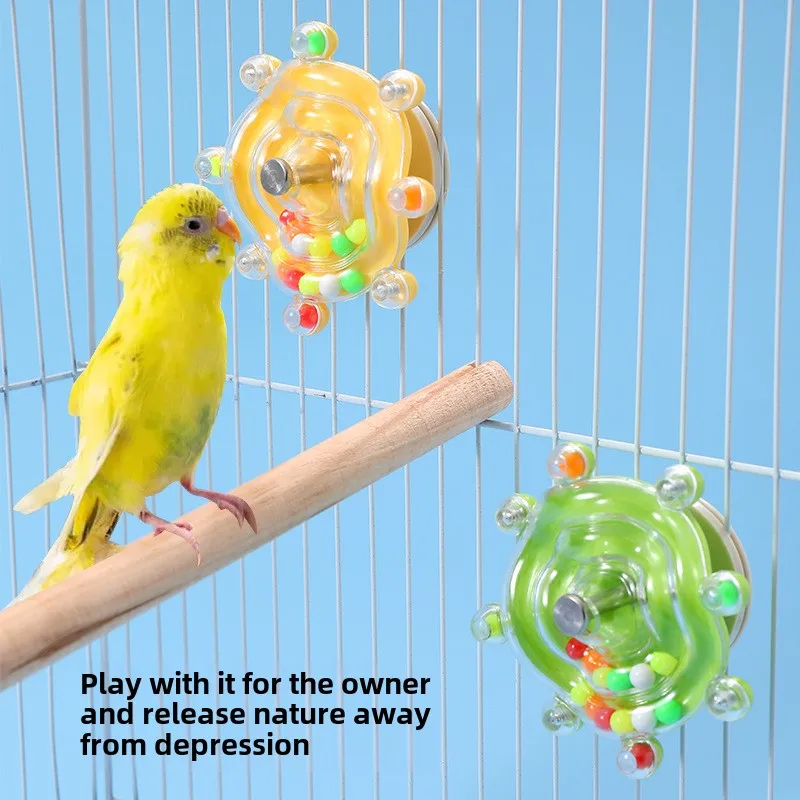 Bird Parrot Interactive Toy Bird Turntable Hang Toys Sounding Ball Toys Stand Playing Cage Accessories Pet Supplies