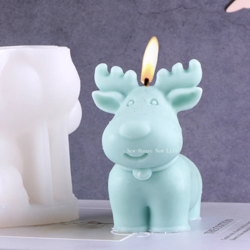 3D Christmas Elk Scented Candle Silicone Mold