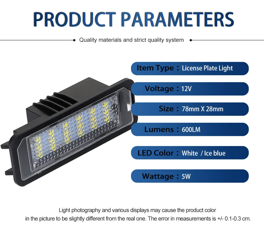2 Stücke Auto Led-lampen Anzahl Kennzeichenbeleuchtung Weiß Für VW Polo (6N2.9N.6R) 2000-2014 Canbus Fehlerfreies Auto Styling – Detail 10
