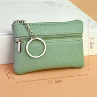 Mini portefeuille en cuir PU, porte-monnaie, sac à clés, porte-clés de mode, sac de rangement pour cartes de poche, fermeture éclair multifonctionnelle, poudres à monnaie 6