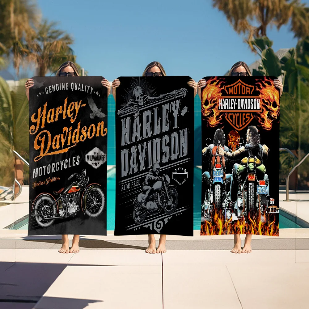 Harley Motorcycle Cool Black Classic Movie Bath Towel Microfiber Soft Water Absorbing Breathable For Girl Kids Decorative Towel