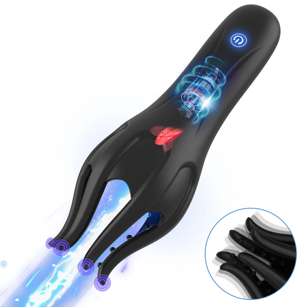 Male Glans Stimulate Massager 10 Modes Penis Delay Trainer Vibrator Rotate Masturbator Automatic Oral Climax Sex Toy For Men