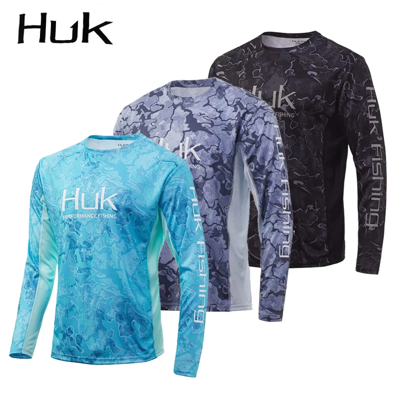 HUK Fishing Shirts Spf 50+ Moisture Wicking Polyester Performance