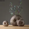 Resin Crafts Flower Arrangement Round Flower Vase Stripe Irregular Bumps Imitation Wood Texture Modern Home Decoration 1