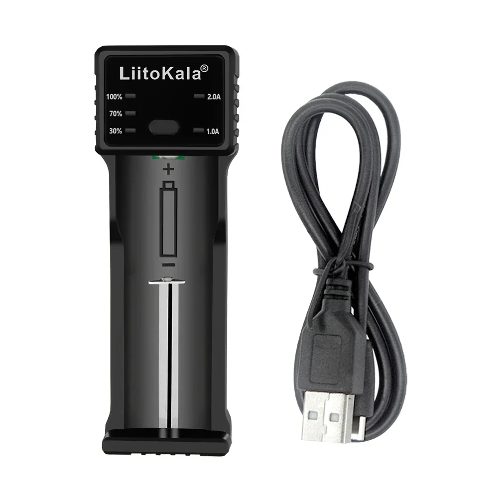 Battery Charger Fast Charger Charger Adapter Battery Charger Adapter LiitoKala Lii-100C 1 Slot 18650 21700 26650 Battery Charger 2A LED Smart Quick Charging USB Rechargeable Lithium