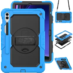 Multi - Use Tablet Case with Screen Protector Cover for S7 SM - T870 T875 T876 (Light Blue - Black PC)