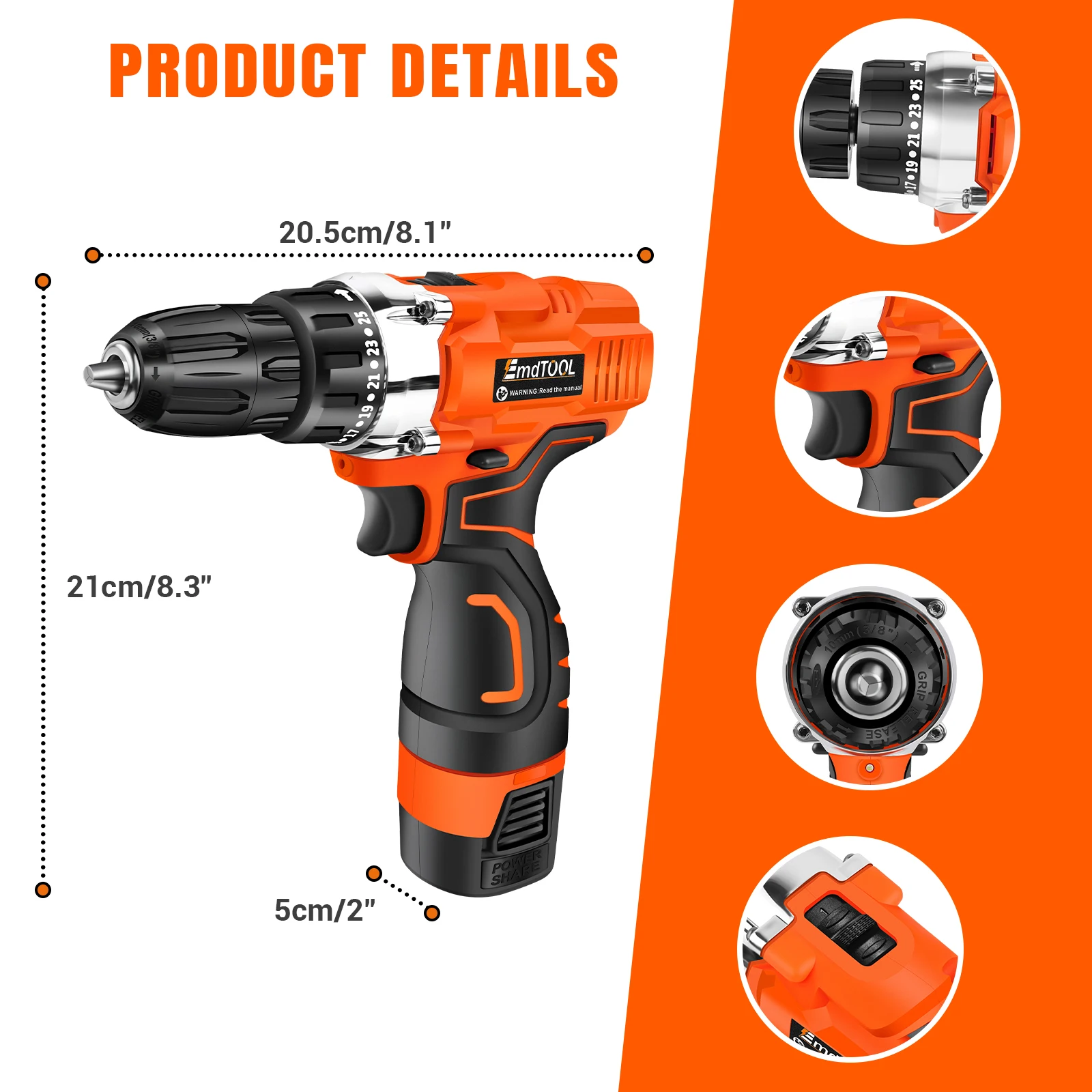 45Nm Cordless Drill Screwdriver with 1 x 1.5 Ah Battery, 2 Speed 400-1400RPM, Forward & Reverse Setting, Screwing and Drilling