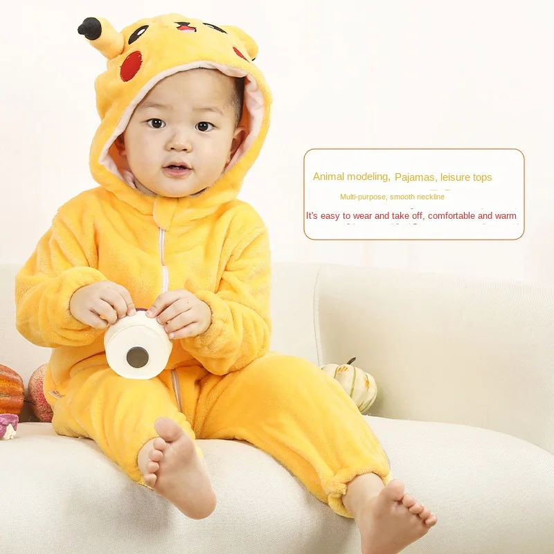 Cartoon Pokemon Pikachu Baby Pyjamsa Newborn Winter Long-sleeved Clothing  Kids Rompers Babies Toddler's Clothes Costume