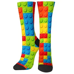Vibrant Building Block Compression Socks - Fun & Breathable Novelty Party Gift - One Size (Color 1)