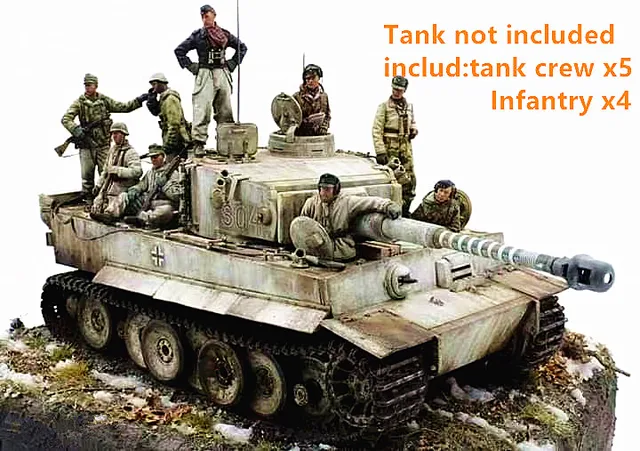 WWII 1/35 Resin GK German Soldiers Tiger 1 Tank Crew & Infantry  9 Figures  Unpainted Unassambled 1