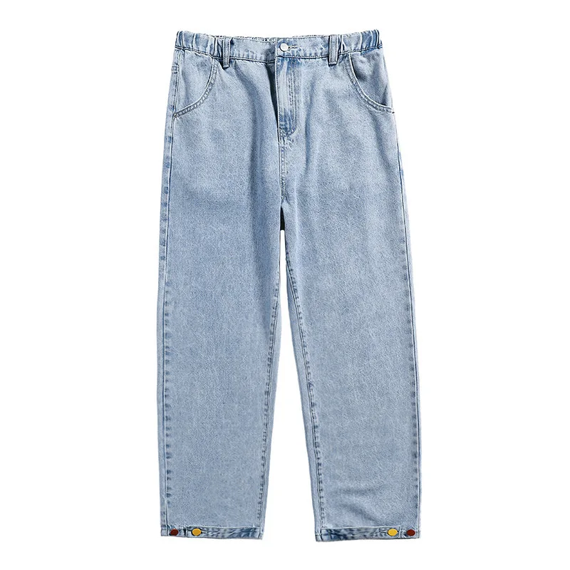 Spring Autumn 2022 Denim Jeans Men's Loose Straight Pants Chic Baggy Pants American Retro Casual Cowboy Students Wide-leg Pants