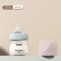 Glass Baby Bottle Anti Choking Anti-flatulence Newborn Feeding Bottle Silicone Nipple 80/160ML Wide-Caliber Milk Bottle Gift