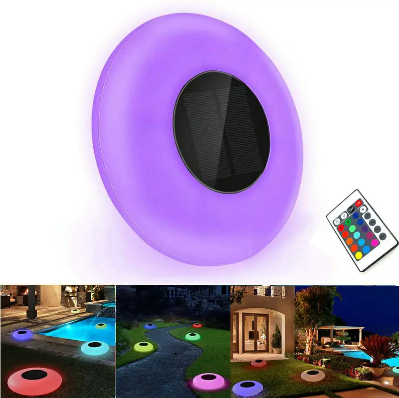 

Solar Floating Pool Lights Swimming Pool Light Remote controlled 16 Colors Changing Waterproof Lawn Patio Decoration- Multicolor