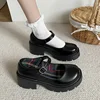 Platform Heels Mary Jane Shoes Simple Lolita Black Platform Heeled Shoes Student College Sweet Medium Heel Women Single Shoes 1