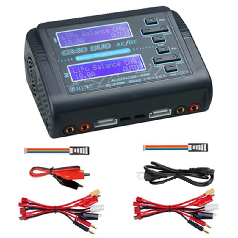 

C240 DUO Lipo балансирующее зарядное устройство Двухканальное AC150W DC240W для Lihv Life Lilon Nicd Nimh Pb Зарядное устройство