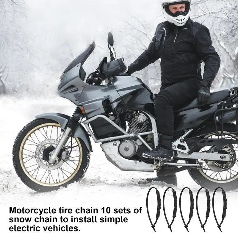 SnowChainsForElectricBikesAdjustableAntiSkidTireChainsSetZip