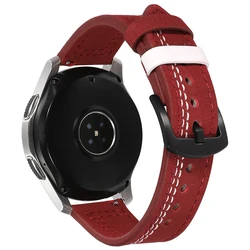 Premium Crazy Horse Leather Universal Watch Strap, 20mm - 22mm Adjustable Band - 22mm watch band (Red white 8)