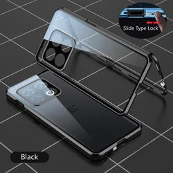 Enhanced Metal Double-Sided Glass Snap Lock Case with 360° Full Protection - Premium Phone Cover for Nord N30 (Black)