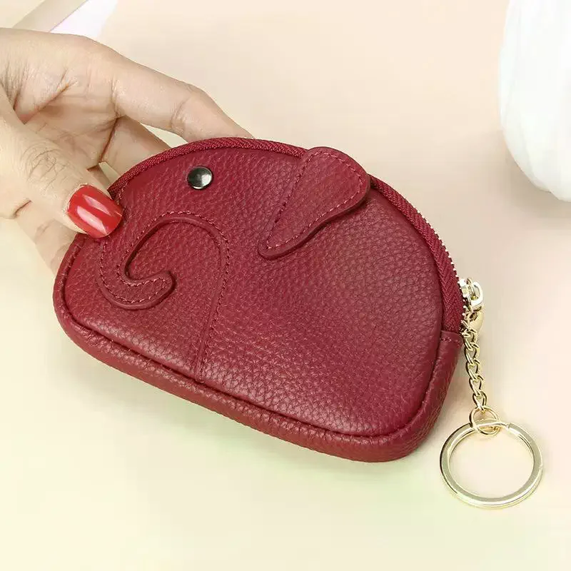 Portamonete in Pelle PU a Forma di Elefantino, Ciondolo per Borsa da Donna, Porta Carte Creativo, Porta Rossetto, Bustina con Cerniera per Contanti - immagine 5