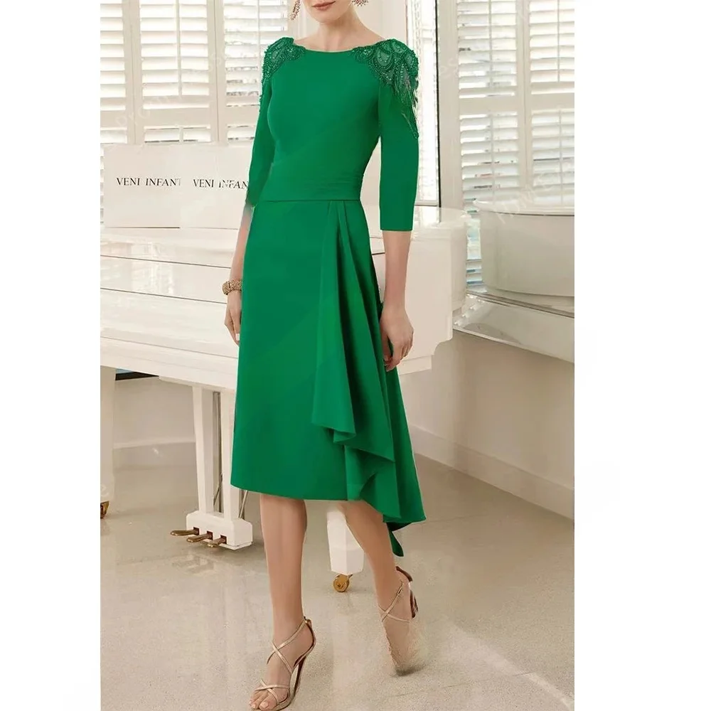 Mother of the Bride Dresses Chiffon Tea-Length A-Line Wedding Party Evening Gala Dress For Women