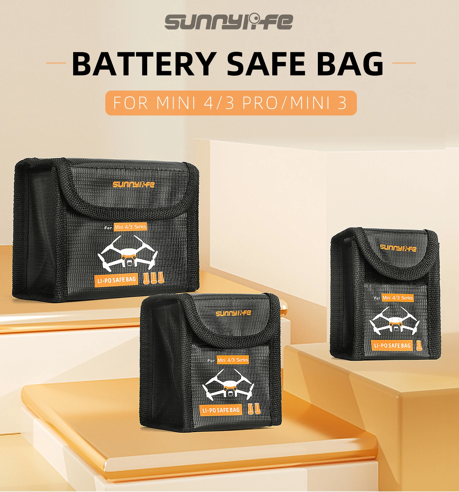 Storage Bag For DJI Mini 4/3 Pro Drone Battery Safety Explosion-proof Bag Dust Portable Accessory