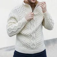 New Autumn and Winter Style European and American Men's Hooded Knitted Solid Color Long-sleeved Fashionable Single-wear Sweater. 1